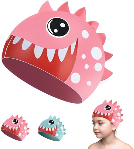 LHLZNB Dynamic Silicone Kids & Women's Swim Cap - Waterproof, 3D Ergonomic Design, Perfect for Pool & Beach, Pink