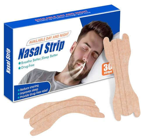 Bandelettes Nasales,Améliore la Respiration et Réduit le Ronflement, Tenue Forte, Confortable et Hypoallergénique, Taille Universelle, 30 Pcs, Idéales Sommeil,Sport,Rhume (Beige)