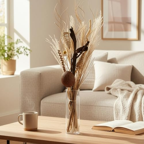 Aura Maison Flores Secas Decoracion, Ramo Flores Secas Naturales 60cm, Hecho en España, Flor Seca Decoracion Hogar, Ramas Decorativas para Jarrones Decorativos Modernos para Home Decoration