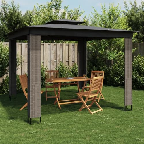 Nqyjm - Tienda de campaña para jardín al aire libre, carpa de doble techo, color antracita, 2,94 x 2,94 m, acero, pabellón de carpa para boda, fiestas, camping, eventos comerciales