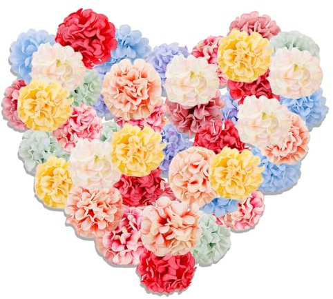 BSITSSS 45 st konstgjorda blommor hortensia, färgglada krysantemum falska blommor, hantverk falska blomhuvuden för gör-det-själv scrapbooking brud bröllop trädgård fest kontor heminredning