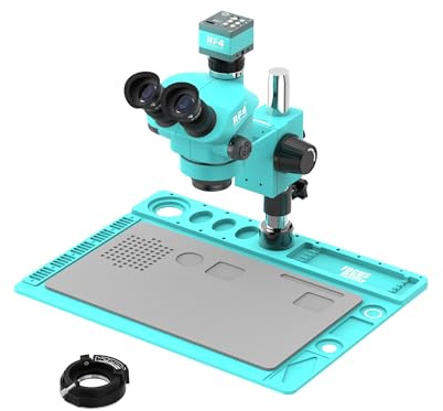 Microscopio trinoculare con zoom e fotocamera USB HD 4K, schermo di visualizzazione 15.6 pollici 4K HD, per riparazione PCB e saldatura su telefoni (RF7050TVD2-2KC2)