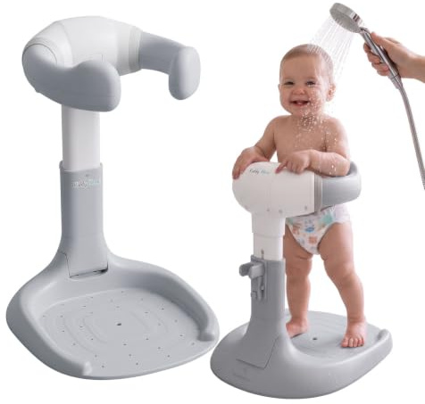 KiddyMoon duschställning i PP och PU för babybad badstöd | hopfällbar design, justerbar höjd, stabil bas, lätt att rengöra, från cirka 6 månader