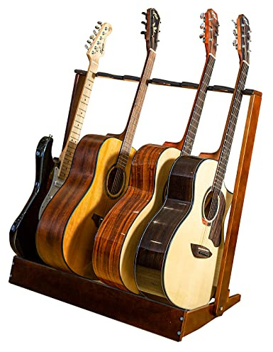verovita Gitarrställ för flera gitarrer, 6 hållare trä gitarrstativ hopfällbar gitarrställ för klassisk akustisk, elektrisk, basgitarr display