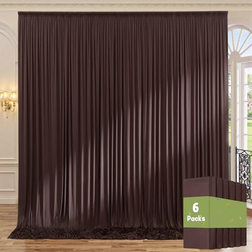 6 panneaux de rideau de fond de photographie en polyester épais infroissable, pour fêtes, anniversaires, mariages, fêtes prénatales, etc.; 9 x 3 m, marron
