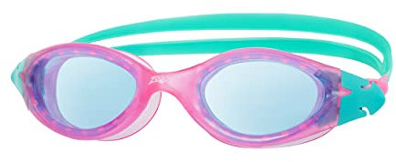 Zoggs Panorama Schwimmbrille Kinder 6-14 – Kinder Schwimmbrille mit UV-Schutz, Antibeschlag, Bequemer, Auslaufsicherer Sitz, Schnell Verstellbares Kopfband, 180° Rundumsicht, Blaues Glas, Rosa/Türkis