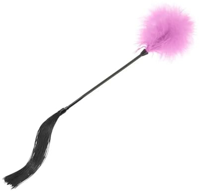 Silicone Horse Riding Whip, Soft Feather Tickler & Teaser Duster for Couples' Role Play (Pink)