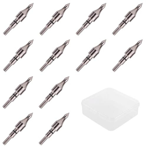 KURUGEILI 12 pcs 100 Korn Bogenschießen Pfeil Feld Punkte Schraube in Pfeilspitzen für Recurve Bogen, Compound Bogen Pfeil Bolzen Jagd Bogen Pfeil Ziel Praxis
