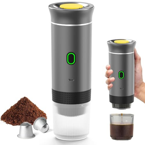 Pneterg 3 En 1 Cafetiere Expresso, Machine à Café Multi Capsules, 4 à 6 Minutes D'Auto-Chauffage, Petites Capsules, Grandes Capsules, Café Moulu, Cafetiere Portable Pour Bureau, Maison (gris)