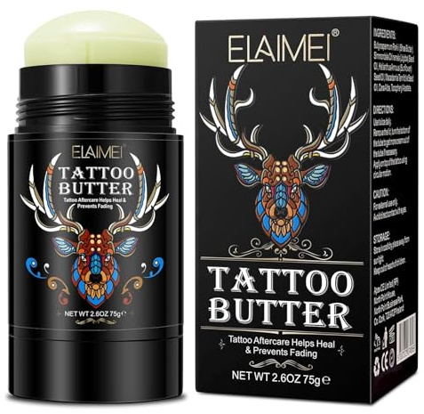 Tattoo Aftercare Butter Balm,2.6 oz Tattoo Aftercare Healing Brightener for Color Enhance,Protects New Tattoos and Rejuvenates Older Tattoos,Natural Organic Tattoo Cream (2.6 oz (Pack for 1))