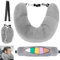 BUOAZR Almohada de Viaje Rellenable, Cojín Cervical de Viaje Rellenable, Cojín para Cuello de Avión, Almohada de Viaje Multifuncional en Forma de U para Viajar en Coche o Vuelo (Gris)