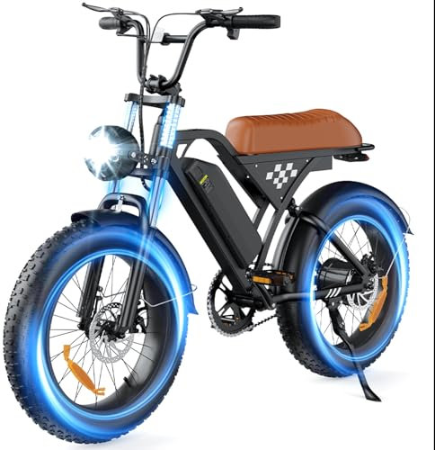 Finbike E-Bike mit All-Terrain 20 * 4.0 Zoll Fetten Reifen,Elektrofahrrad mit 10.4Ah Abnehmbarem Akku,4 Fahrmodi,PAS Reichweite MAX 100KM,Elektrofahrräder Mehr Komfort für Herren Damen