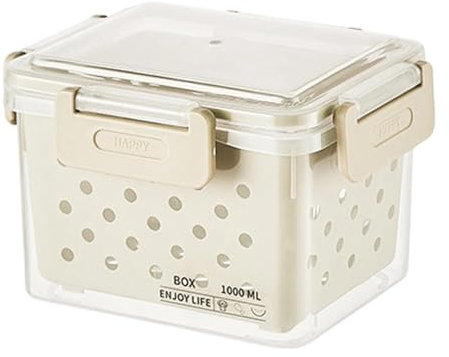 MERIGLARE Fridge Fruit Container Freshness Preservation with Colander Organizer Box Storage Container for Fresh Vegetables Fruits Berries And Pulp, 12.5x9x10cm