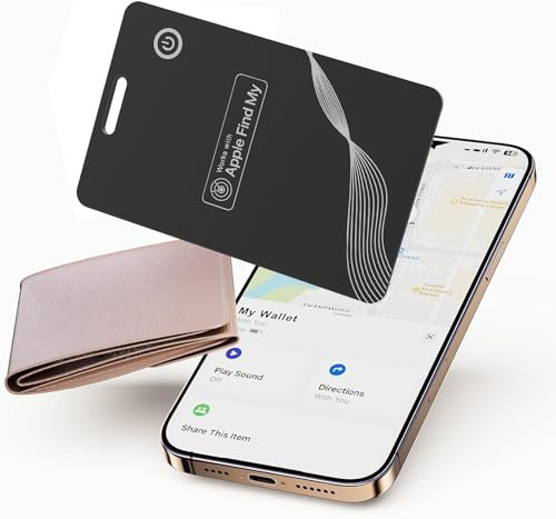 Wallet Tracker Card, 2025 Smart Wallet Finder Compatible with Apple Find My APP (iOS Only), IP68 Waterproof, Wireless Rechargeable, Bluetooth Tracker Card for Purse, Luggage Tag, Passports, Laptop