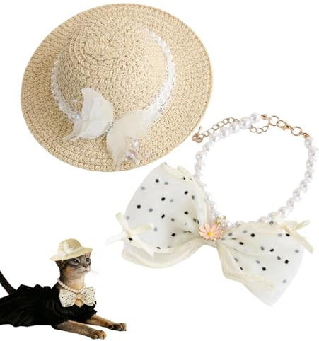 Cappelli Da Sole Per Cani Con collana di perle e