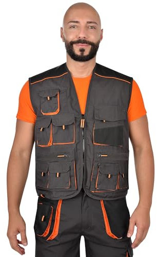 BWOLF Atlas - Gilet da lavoro multifunzione, da uomo, colore: grigio/arancione grigio/arancione S