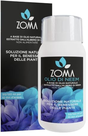 ZOMA Olio di Neem per piante, Antiparassitario Naturale insetticida cocciniglia, Afidi e Insetti volanti, Olio di neem Puro Ideale per Orto e Giardino - 200 ml con Misurino Graduato
