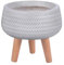 IDEALIST 11 Inch Plaited White Reinforced Stone Bowl Planter | Large Bonsai Pot on Legs | Indoor Plant Pot D28 H26 cm, 10 litres