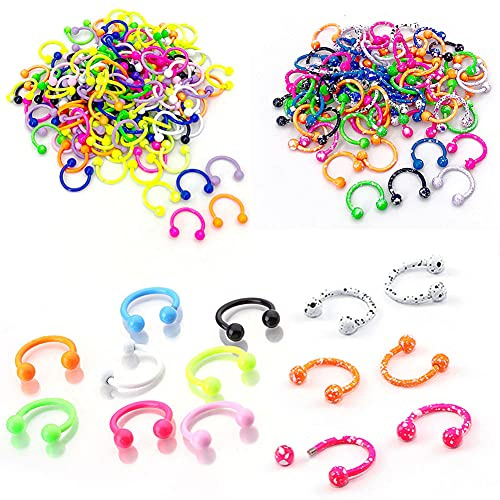LGNOVQ 20 Pieces 16G Stainless Steel Horseshoe Septum Piercing Nose Rings Hoop Tragus Cartilage Retainer Body Piercing Jewelry