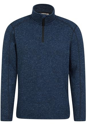 Mountain Warehouse Polaire à Demi-glissière Idris pour Homme - Sweat-Shirt en Micro Polaire, Anti-Boulochage, Respirant et léger - Idéal pour Camping, Plein air, Voyages Bleu Marine L