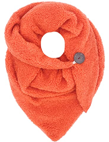 FASHION YOU WANT Damen KuschelSchal, Teddyfell Baumwolle Dreieckstuch Frauen Winterschal Herbstschal Warm Dreieck Schal Halstuch Scarf (orange)