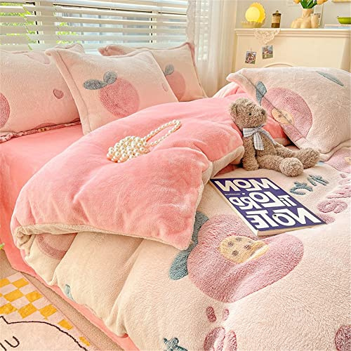 Morbuy Copripiumino in Flanella, Coperta Flanella con Chiusura Cerniera, Copriletto in Pile Invernale Caldo Super Morbido, Biancheria da Letto Singolo, Matrimoniale (150x200cm,Pesca Rosa)