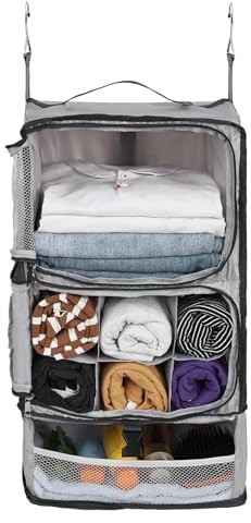 Surblue Colgando Estantes Bolsa de Almacenamiento de Viaje Bolsa de Compresión Cúbica de Empaque para Maleta Plegable con Capa de Extensión Gran Capacidad Gris Claro XL
