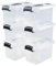 Lesbye 6 Pack Storage Boxes with Lids, Plastic Small Clear Stackable Box for Shelves Toys, 5L