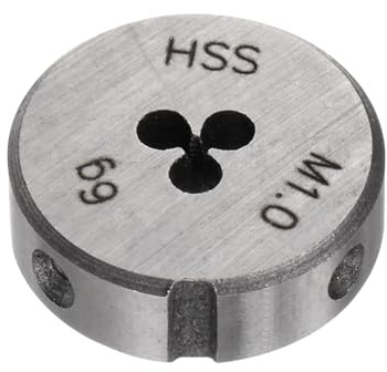 QUARKZMAN Filières à Fileter Rondes, Filetage Métrique M1 x 0.25 (Droite), Acier Rapide (HSS) Outil de Réparation de Filière de Coupe de Vis