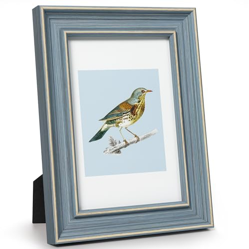 Afuly 10x15 Bilderrahmen Vintage Blau Bilderrahmen Retro Antike Shabby Fotorahmen Deko für Wand Tisch Family Freund Hochzeit Geburtstag Geschenke Muttertage für Mama Oma
