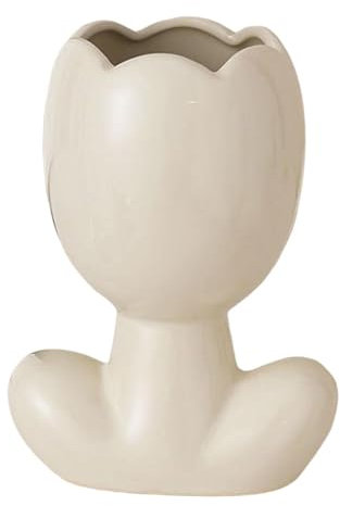 perfk Portavaso per Piante, Vaso da Fiori in Ceramica, Vaso Minimalista, Vaso Decorativo per Decorazioni per centrotavola da Tavolo in Fattoria, Crema a Forma di Tulipano