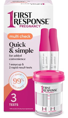 First Response Multi Check Quick & Simple Pregnancy Test Kit, 1 EasyCup Test with Built-in Pregnancy Test Strip, and 2 Rapid Result Pregnancy Tests, 1 Kit
