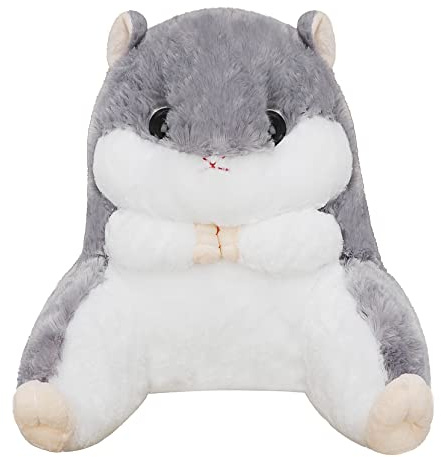 Comfy Plush Hamster Throw Pillow Bed/Sofa/Floor Backrest for Reading Gaming Watching TV Relieve Pain Lumbar Support Cushion Cute Chair Back Waist Pad for Young Women Girls Kids Sleep Relax Gifts