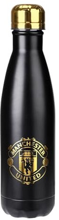 FOCO Officially Licensed Manchester United FC Black & Gold Football Reusable Water Bottle 500ml