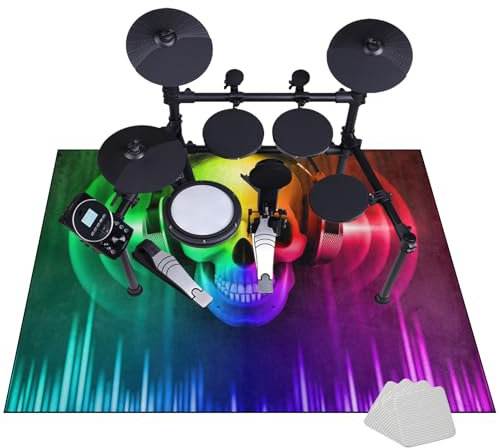 Schallschutz Teppichmatte - Trommel Teppiche Drum Rug Drum Teppich 120 x 100 cm - rutschfeste Drum Matte für Akustik Schlagzeug Drum Kits Bass Drum Elektronisch Snare Klavier Musikinstrumente Teppich