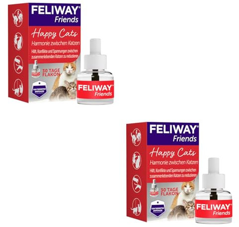 Ceva FELIWAY Friends Nachfüllflakon | Doppelpack | 2 x 48 ml | Pheromon-Verdampfer-Nachfüllung | Zur Konfliktreduzierung zwischen Katzen | Hält bis zu 30 Tage | Tierärztlich empfohlen