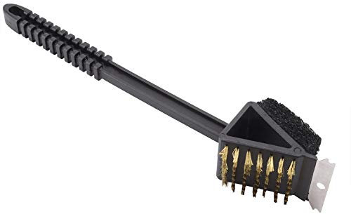 Spazzola per barbecue con manico lungo, strumento di pulizia tre in uno per barbecue griglie in acciaio inox articoli da cucina e vari forni sicuro efficace multifunzione