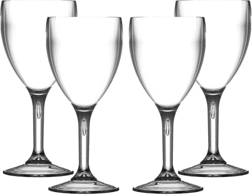Reusable,Unbreakable Crystal Clear Plastic Wine Glasses , 4-Pack, Premium Wine Glasses for Picnics, Camping, BBQ, Party, Outdoor/Indoor, Hot Tubs/Pools, Easy Clean 9oz, 12oz or 14oz (9oz (255ml)