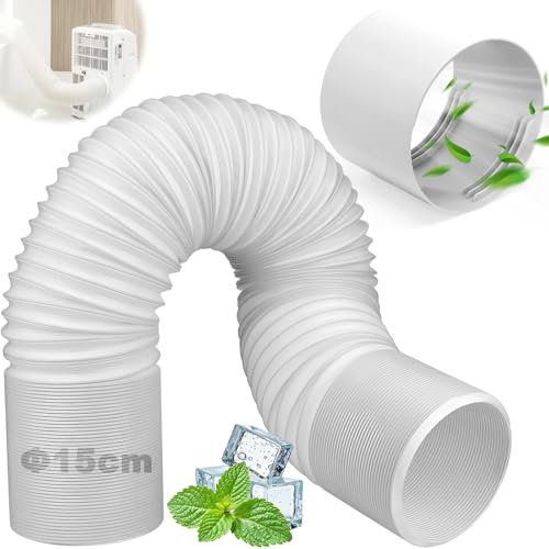 1.5M Ø150mmTubo Salida Aire Acondicionado Portatil con Adaptador, Manguera Ventilación Universal Extractor Móvil Diámetro 150mm,Extensor Escape Acondicionado Telescópica para Deshumidificador,Secadora