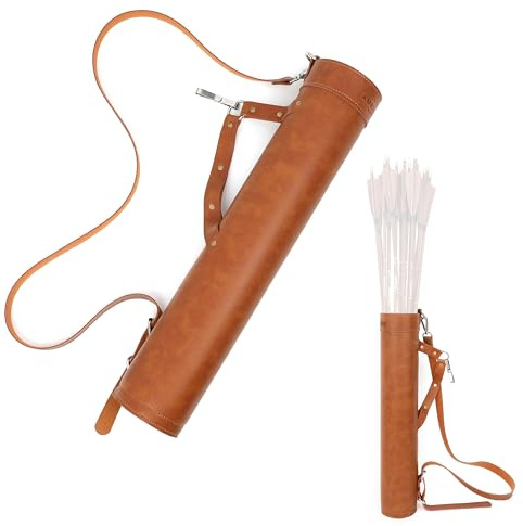Surwolf bågskytte pil koger, läder pil lagring, stor kapacitet pilhållare, för recurve-bågar traditionell långbåge jakt skytte justerbar LH/RH