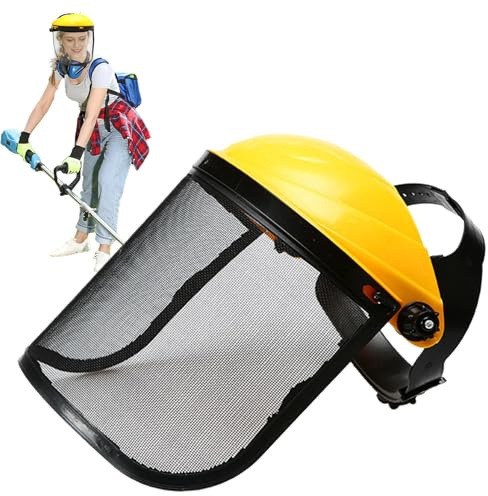 Mppchhn Pantalla Facial Protectora | Visera de Seguridad | Adaptador para Casco con Rejilla Ajustable Equipo de Protección para Trabajadores Forestales Poda Tala