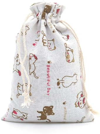 Qiantull 20 st påsar 10 x 14 cm jutesäckar bomullspåsar presentpåsar jutepåse tygpåse för fyllning jutepåse med dragsko tygpåsar för smycken, fest katt