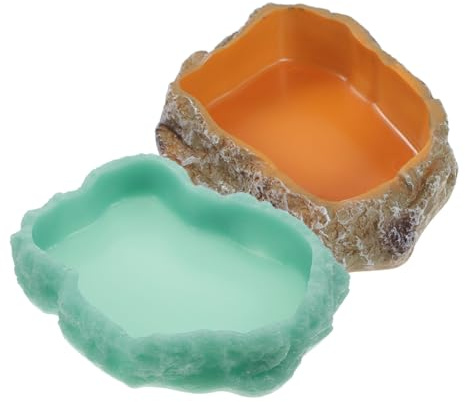 HOMSFOU Ciotole per Alimentazione Rettili 2 Unitá in Resina Resistente all'Usura Funzione Luminosa per Acqua e Cibo Adatte a Uccelli e Ricci