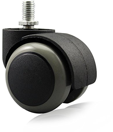 Copapa Bodenschonende Gummi-Bürostuhlrollen (Set mit 5 Stück) M10 x 12 mm Schraubschaft 5,1 cm (Schwarz/Grau)