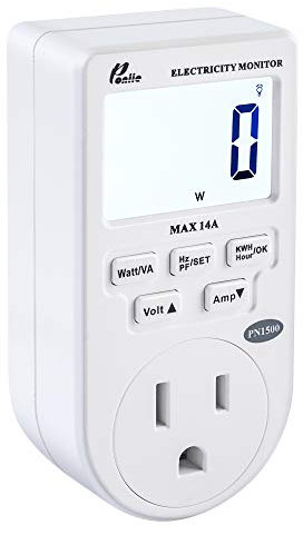 Poniie PN1500 Portable Micro Electricity Usage Monitor Electrical Power Consumption Watt Meter Voltage Amp Tester (110V, 1500W))