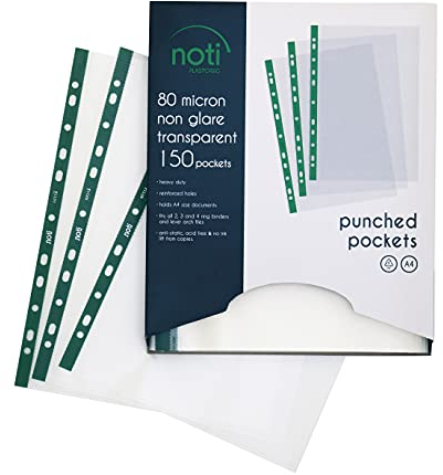 Prospekthüllen, 150er Pack, genarbt, für DIN A4, dicke Qualität 0,08 mm, oben offen, Klarsichthüllen, Sichthülle für Ablage Ordner, in praktischer Spenderbox