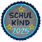 Reflektor Klettie Schulkind 2025 für Schulrucksack ca. 8cm dunkelblau und türkis Einschulung Geschenk