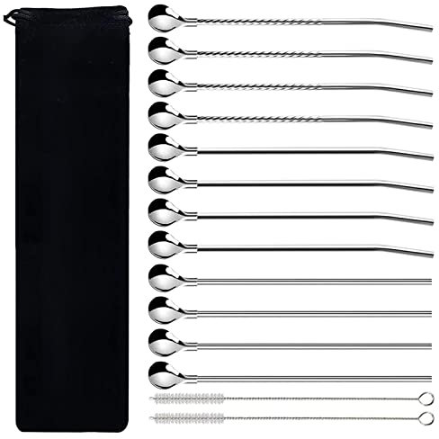 Strohhalm Mit LöFfel Edelstahl LöFfelstrohhalme Trinkhalme Mit Sieb LöFfelstrohhalme Edelstahl TrinkhalmlöFfel