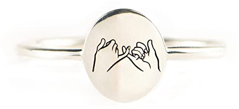STORYJEWELLERY Friendship Rings, Friend Rings for 2 Women, Pinky Promise Ring, Friend Gifts, 925 Sterling Silver Matching Ring for Friends and Sisters, Bestie Gifts for Women, Size 11