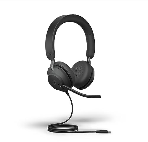 Jabra Evolve2 40 SE Wired Stereo Noise-Cancelling Headset - Features 3-Microphone Call Technology and USB-C Cable - MS Teams Certified, Works with All Other Platforms - Black